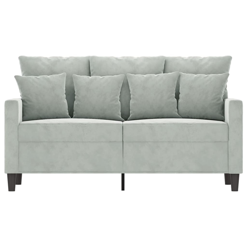 Bowery Hill Metal 2-Seater Sofa in Light Grey Polyester Velvet
