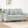 Bowery Hill Metal 2-Seater Sofa in Light Grey Polyester Velvet