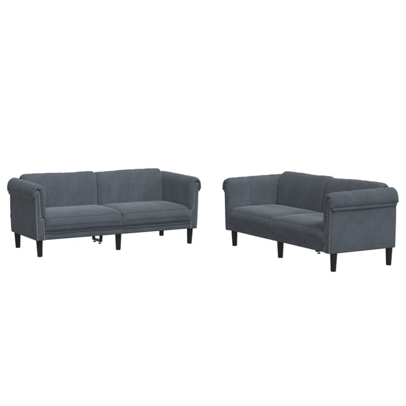 Bowery Hill Contemporary Wooden Sofa Set in Dark Green Polyester