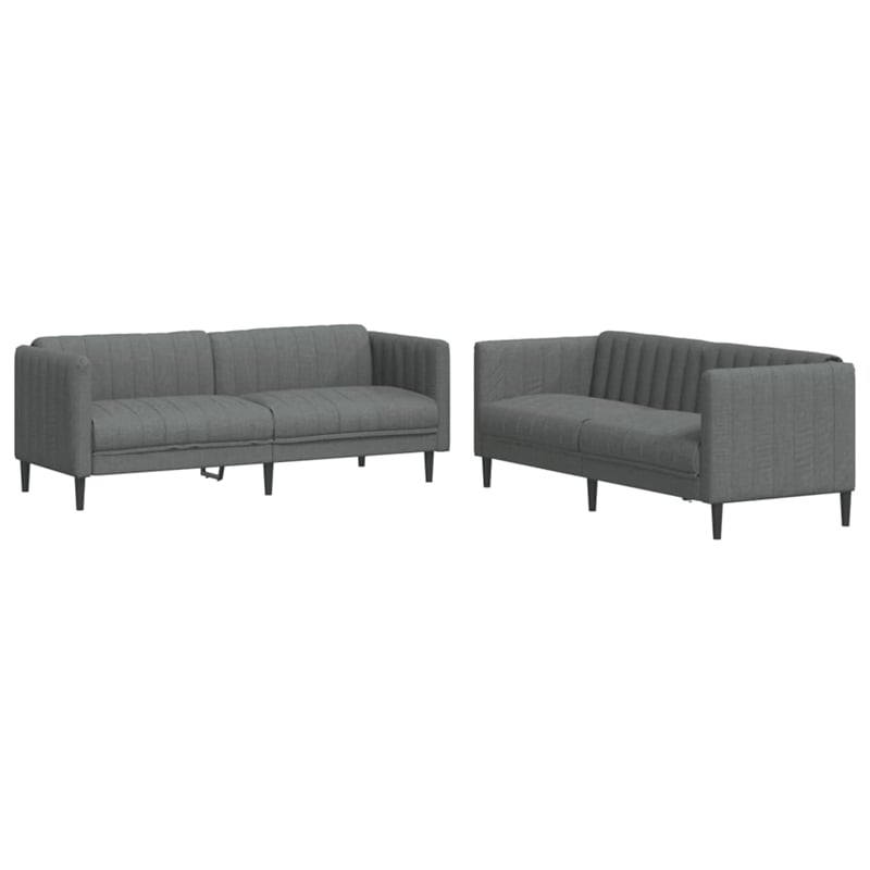 Bowery Hill Solid Wood Medium Sofa Set in Dark Grey Polyester