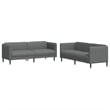 Bowery Hill Solid Wood Medium Sofa Set in Dark Grey Polyester