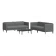 Bowery Hill Solid Wood Medium Sofa Set in Dark Grey Polyester
