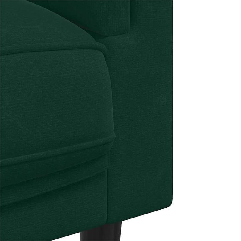 Bowery Hill Contemporary 3 Pieces Sofa Set in Dark Green Velvet