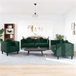 Bowery Hill Contemporary 3 Pieces Sofa Set in Dark Green Velvet