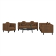 Bowery Hill Contemporary Rectangular Sofa Set in Brown Velvet
