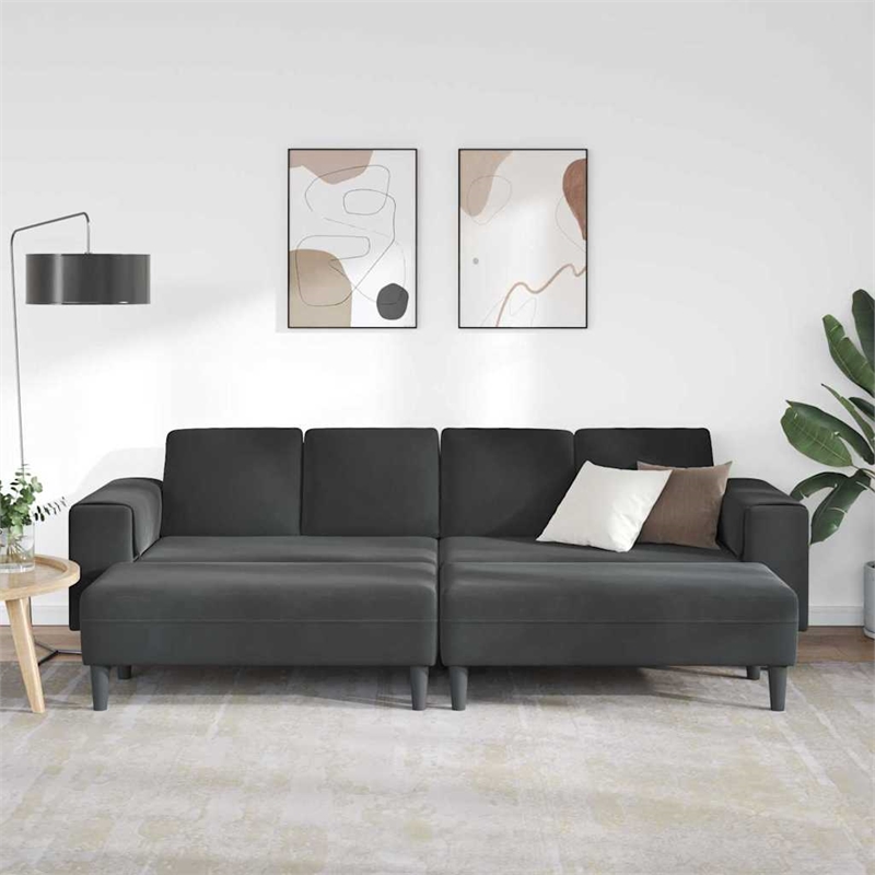 Bowery Hill Modern / Contemporary Sofa Set in Black Finish Velvet