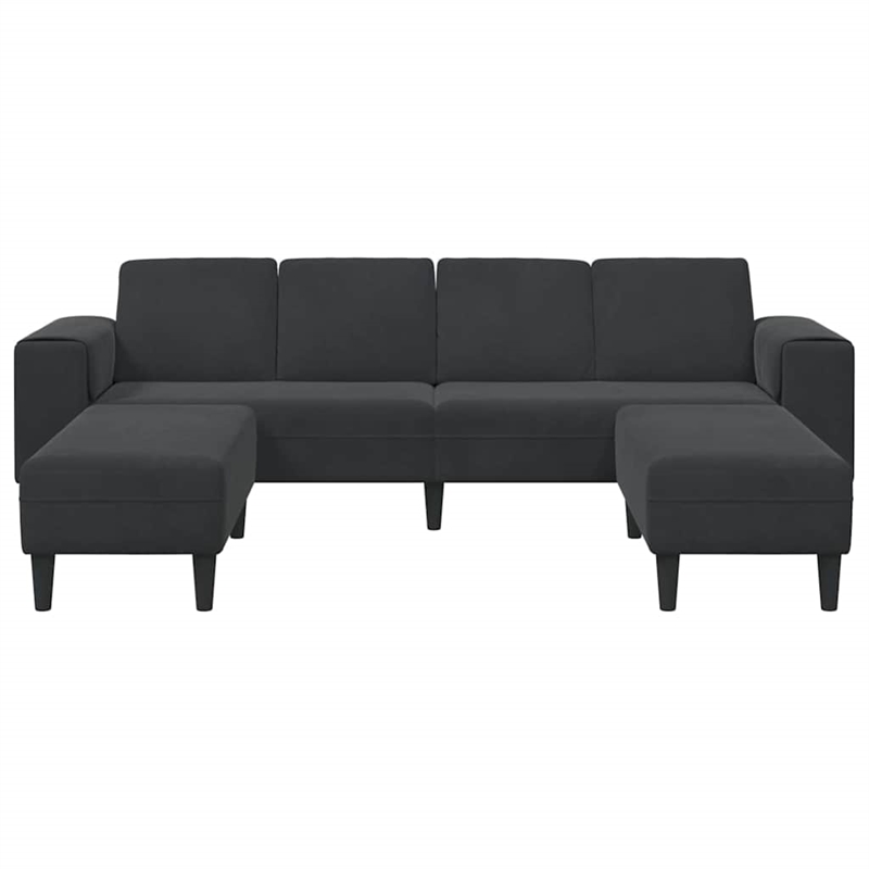 Bowery Hill Modern / Contemporary Sofa Set in Black Finish Velvet