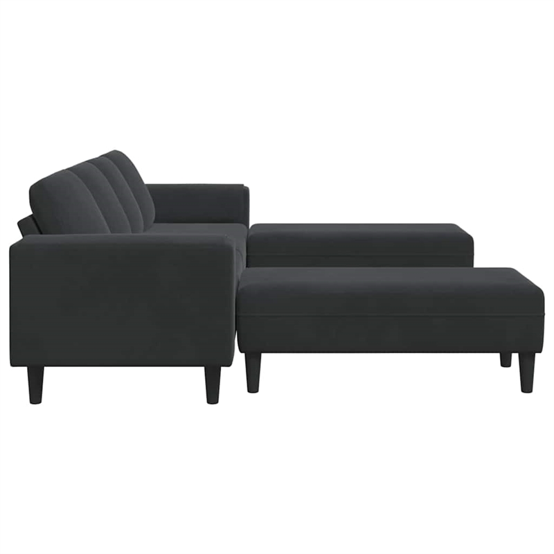 Bowery Hill Modern / Contemporary Sofa Set in Black Finish Velvet