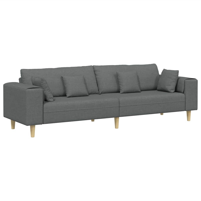 Bowery Hill Contemporary Fabric Sofa with Cushion in Dark Grey