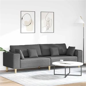 Bowery Hill Contemporary Fabric Sofa with Cushion in Dark Grey