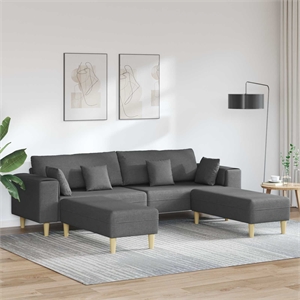 Bowery Hill Contemporary Fabric Sofa with Cushion in Dark Grey