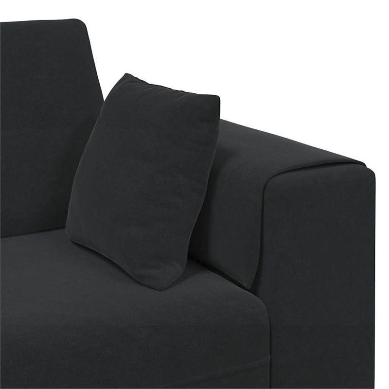 Bowery Hill Contemporary 3 Pcs Velvet Sofa with Cushion in Black