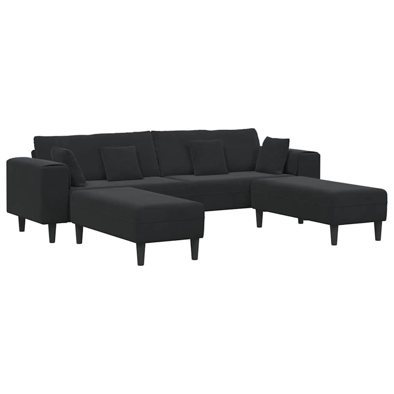 Bowery Hill Contemporary 3 Pcs Velvet Sofa with Cushion in Black