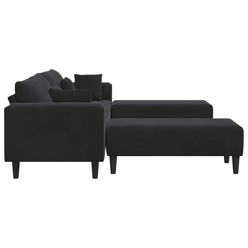 Bowery Hill Contemporary 3 Pcs Velvet Sofa with Cushion in Black