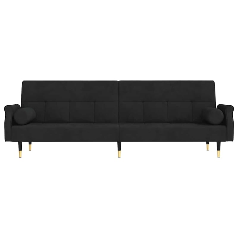 Bowery Hill Contemporary Standard Sofa Bed in Black Finish Velvet