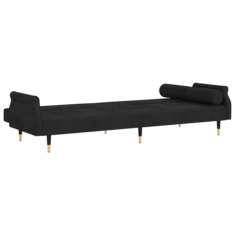 Bowery Hill Contemporary Standard Sofa Bed in Black Finish Velvet