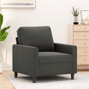 Bowery Hill Contemporary Single Sofa Chair in Dark Grey Velvet Polyester