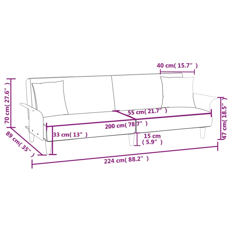 Bowery Hill Contemporary Standard Sofa Bed in Dark Gray Fabric