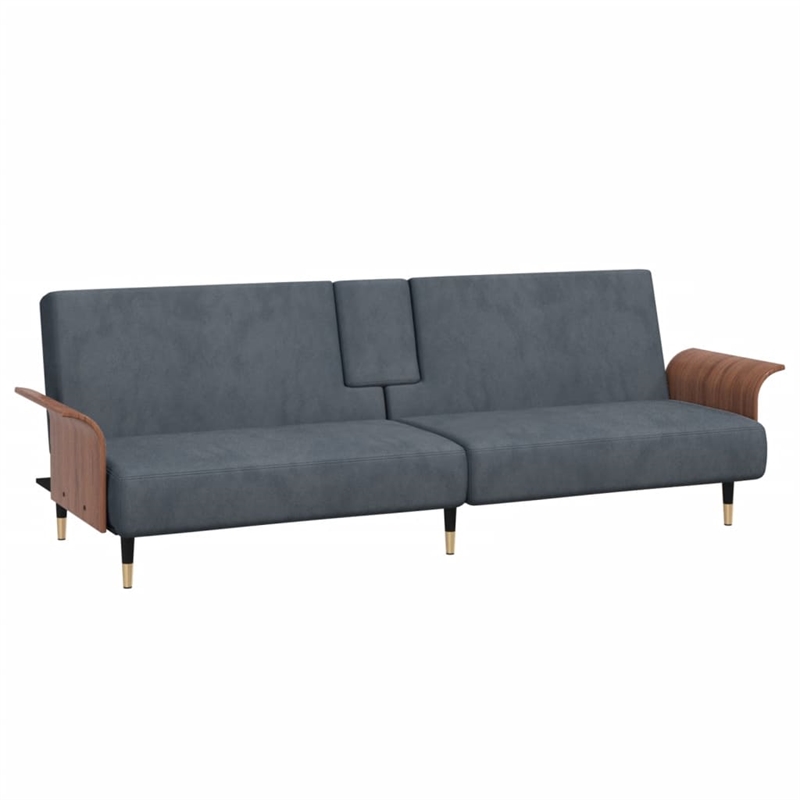 Bowery Hill Contemporary Full Sofa Bed in Dark Grey Finish Velvet