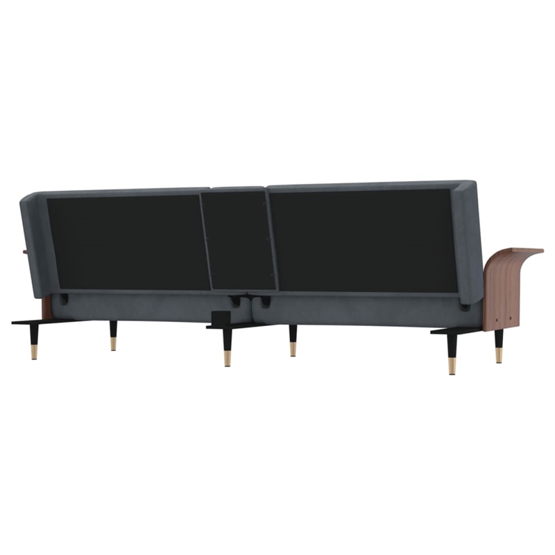 Bowery Hill Contemporary Full Sofa Bed in Dark Grey Finish Velvet