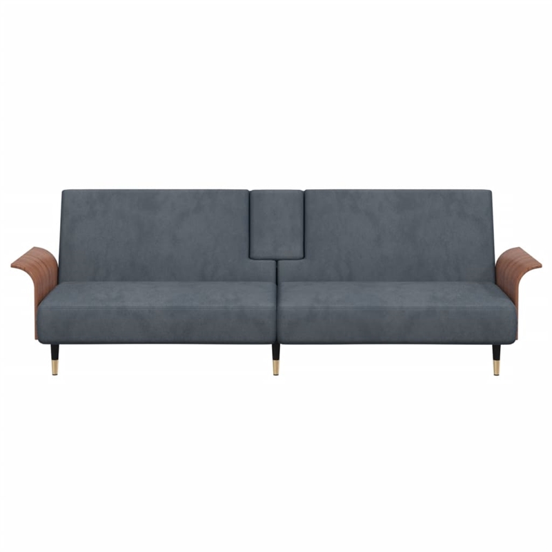 Bowery Hill Contemporary Full Sofa Bed in Dark Grey Finish Velvet
