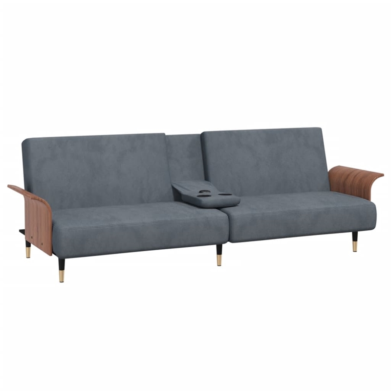 Bowery Hill Contemporary Full Sofa Bed in Dark Grey Finish Velvet