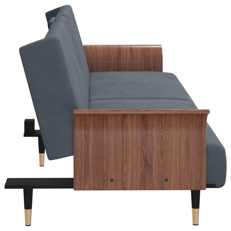 Bowery Hill Contemporary Full Sofa Bed in Dark Grey Finish Velvet