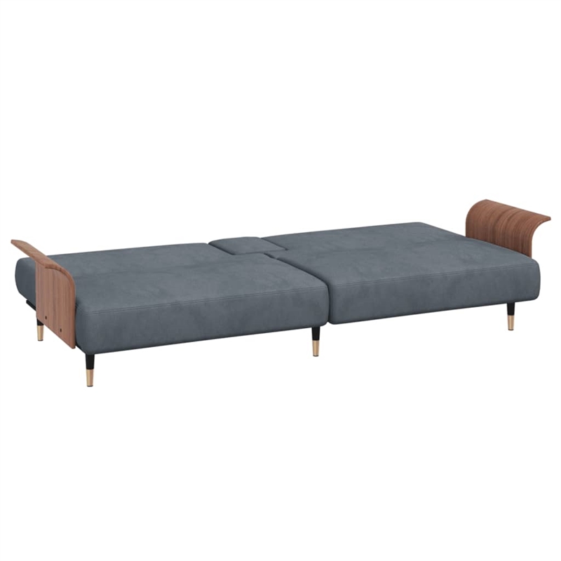 Bowery Hill Contemporary Full Sofa Bed in Dark Grey Finish Velvet