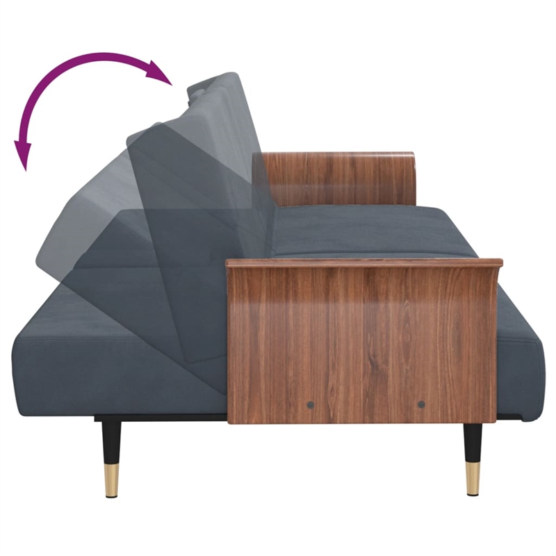 Bowery Hill Contemporary Full Sofa Bed in Dark Grey Finish Velvet
