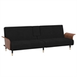 Bowery Hill Contemporary Compact Sofa Bed in Black Finish Velvet