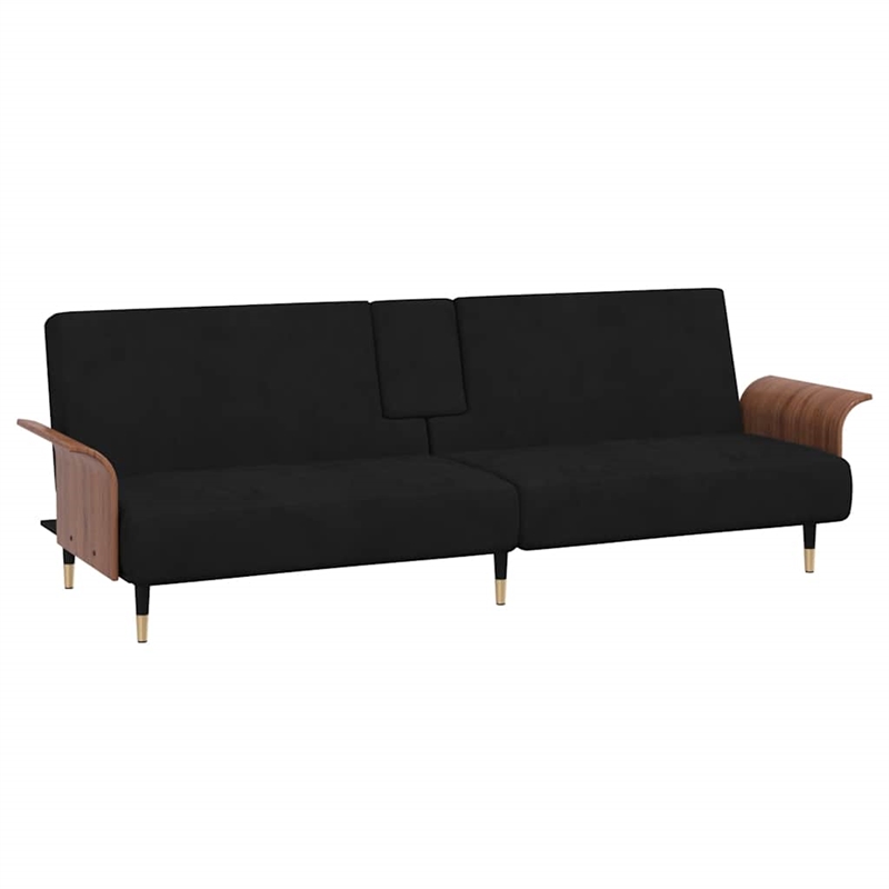 Bowery Hill Contemporary Compact Sofa Bed in Black Finish Velvet
