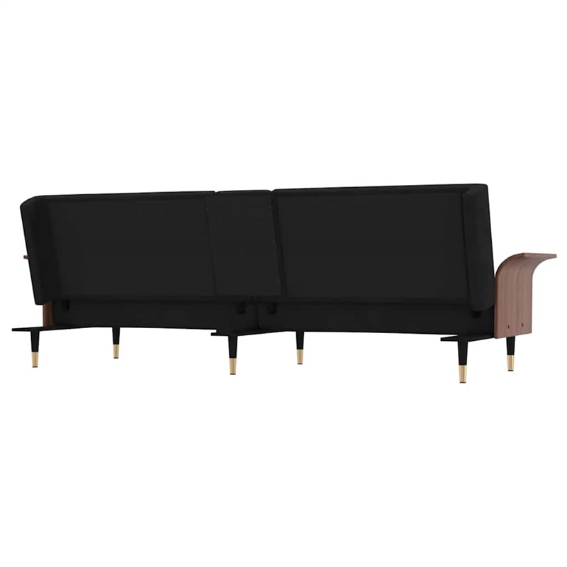 Bowery Hill Contemporary Compact Sofa Bed in Black Finish Velvet