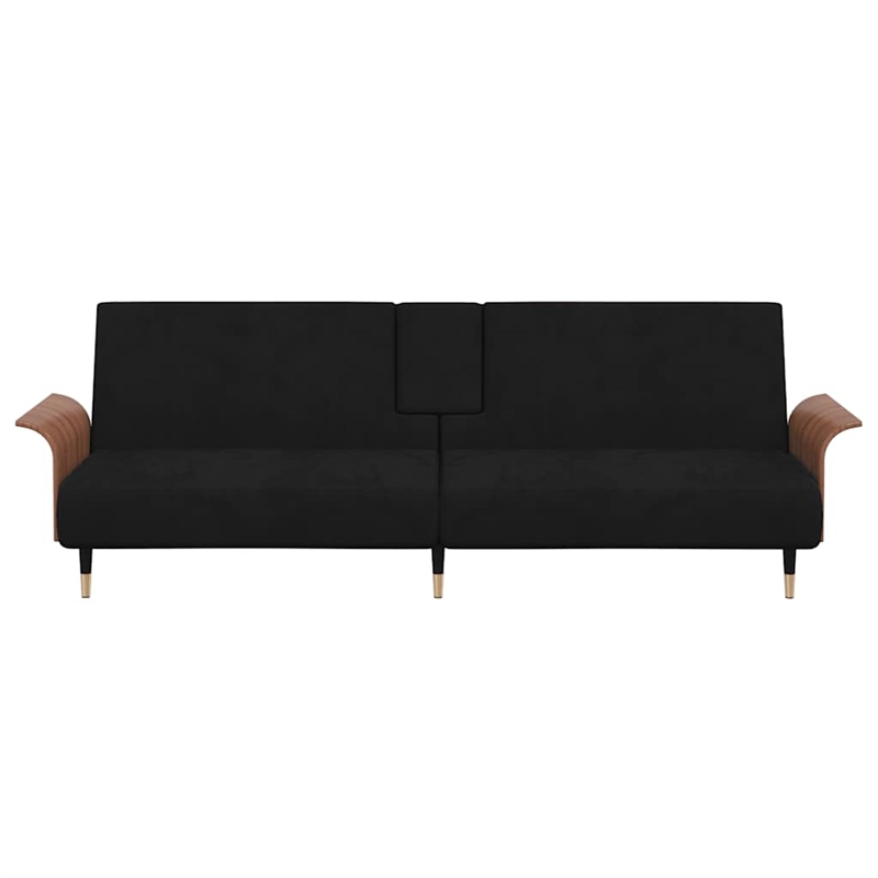 Bowery Hill Contemporary Compact Sofa Bed in Black Finish Velvet