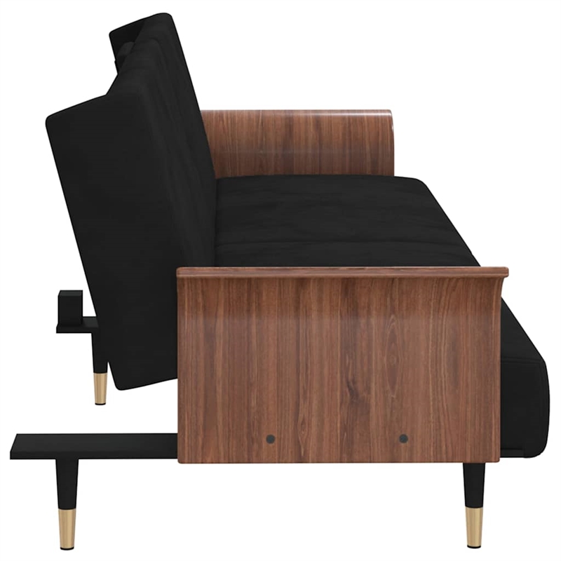 Bowery Hill Contemporary Compact Sofa Bed in Black Finish Velvet