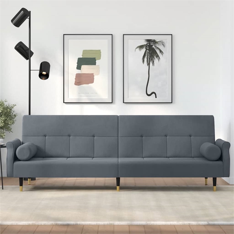 Bowery Hill Contemporary Large Sofa Bed in Dark Grey Finish Velvet