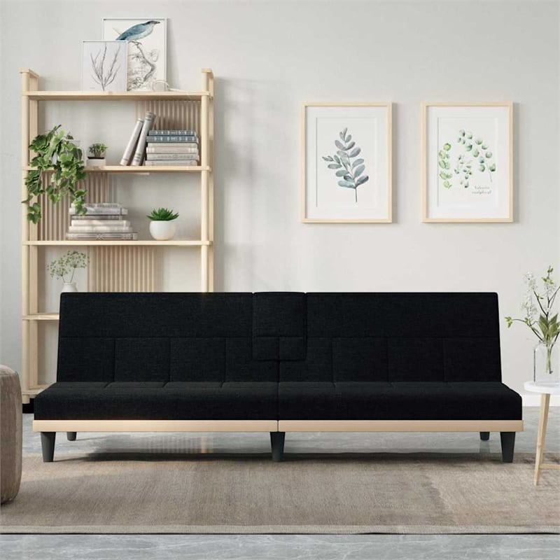 Bowery Hill Contemporary Large Sofa Bed in Black Finish Polyester