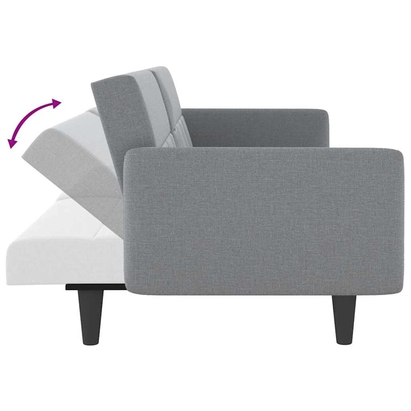 Bowery Hill Contemporary Large Sofa Bed in Light Grey Fabric