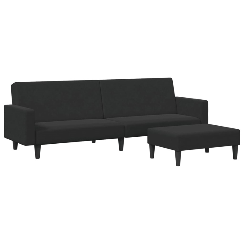 Bowery Hill Contemporary Sofa Bed in Black Finish Polyester Velvet