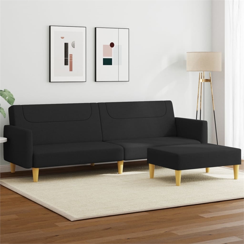 Bowery Hill Contemporary Standard Sofa Bed in Black Finish Fabric
