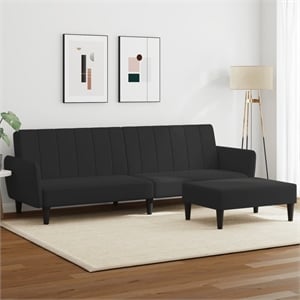 Bowery Hill Contemporary 2-Seater Sofa Bed in Black Polyester Velvet