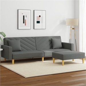 Bowery Hill Contemporary 2-Seater Sofa Bed in Dark Grey Fabric
