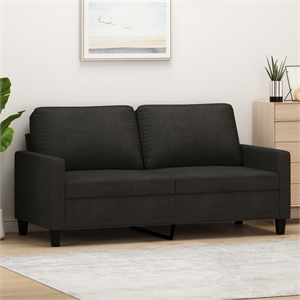 Bowery Hill Contemporary Metal 2-Seater Sofa Black Polyester Fabric