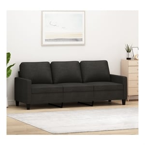 Bowery Hill Contemporary Metal 3-Seater Sofa Black Polyester