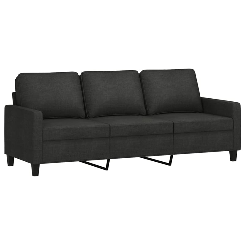 Bowery Hill Contemporary Metal 3-Seater Sofa Black Polyester