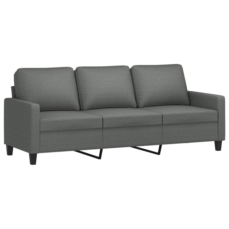 Bowery Hill Contemporary Metal 3-Seater Sofa Dark Grey Polyester Fabric