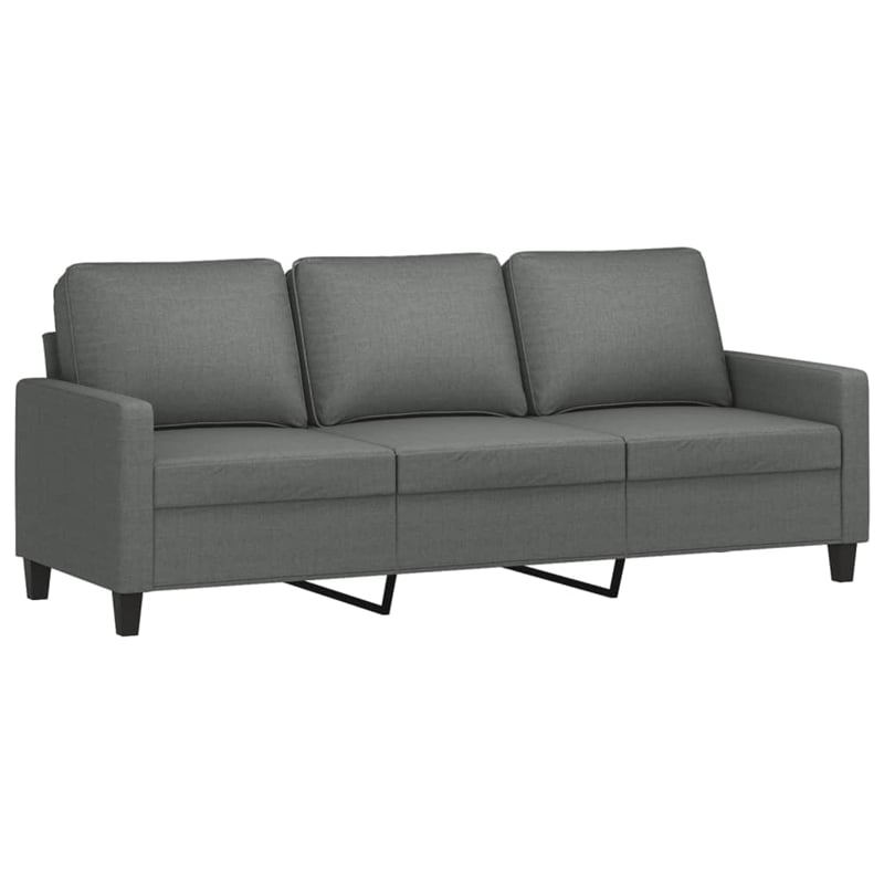 Bowery Hill Contemporary Metal 3-Seater Sofa Dark Grey Polyester Fabric