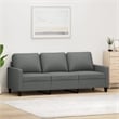 Bowery Hill Contemporary Metal 3-Seater Sofa Dark Grey Polyester Fabric
