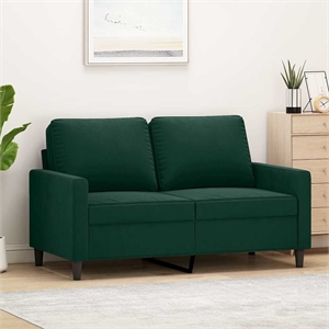 Bowery Hill Contemporary Metal 2-Seater Sofa in Dark Green Polyester