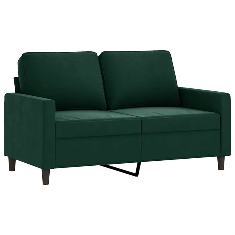 Bowery Hill Contemporary Metal 2-Seater Sofa in Dark Green Polyester
