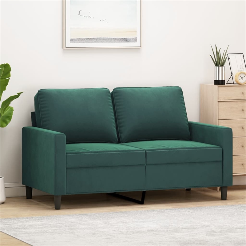 Bowery Hill Contemporary Metal 2-Seater Sofa in Dark Green Polyester